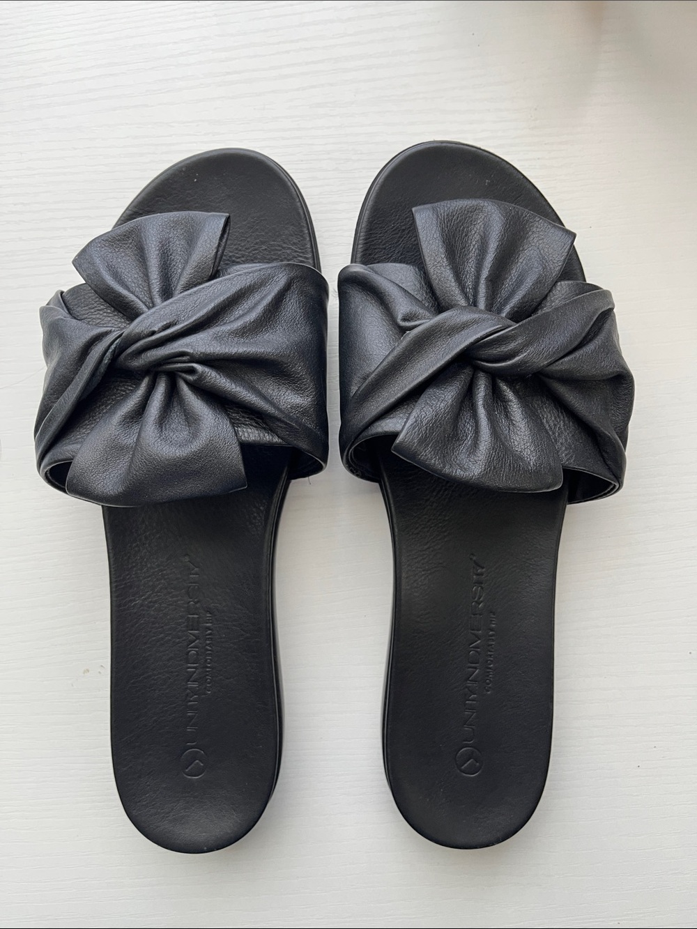 Unity in Diversity Black Knotted Slide Sandals
